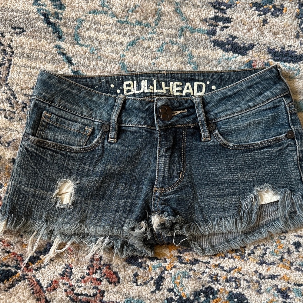 Bullhead Ripped Blue Denim Shorts
